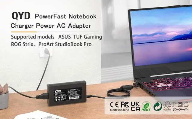 Alt view image 3 of 7 - 180W 20V 9A Laptop Charger for ASUS TUF ROG Gaming