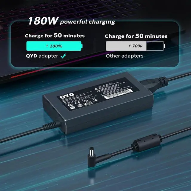 Alt view image 2 of 7 - 180W 20V 9A Laptop Charger for ASUS TUF ROG Gaming