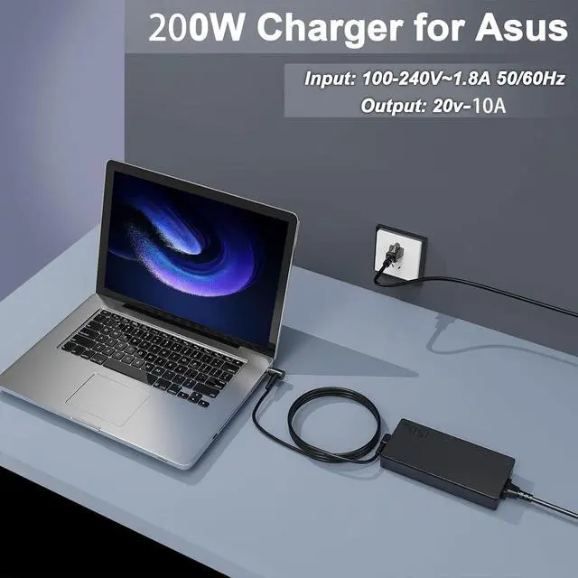 Alt view image 6 of 7 - 200W Charger Fit for Asus Zephyrus G16 2024 2025 GU605 GU605MU GU605MV GU605MZ GU605MY GU605CX i7 i9 Ultra 7 9 RTX 4060 4070 4080 4090 5070 5080 ADP200JB D A20200P1A ADP200JB K Laptop