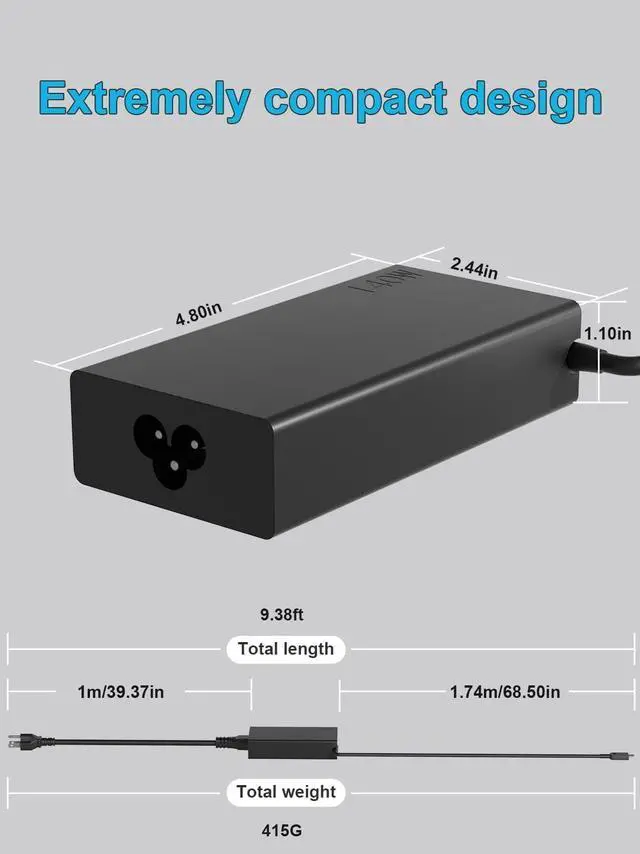 Alt view image 2 of 3 - Slim 140W USB C Charger for Lenovo IdeaPad Pro 5,Legion Slim Pro 7,9