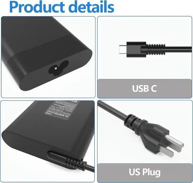 Alt view image 5 of 6 - 140 W 28V 5A AC Adapter for HP OMEN Type C TPN-DA29 Laptop Charger