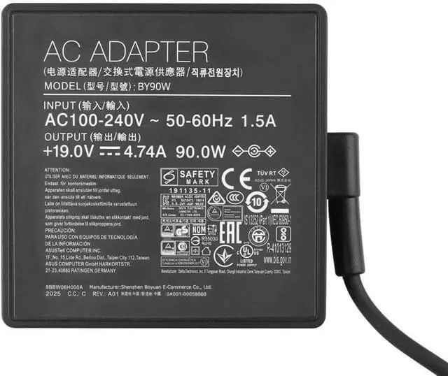 Alt view image 4 of 4 - 19V 4.74A 90W Charger for Asus VivoBook S14 S432FA S432F S432FM S15 S531FA S531F S532FA S532FL F402 F402B F402BA F402BA-EB91 VivoBook S15 S532FL S532FL-78DM5SB1 S532FL-DB77