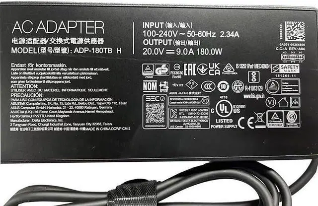 Alt view image 2 of 4 - 20V 9A 180W Rectangle Conn AC Adapter Power Charger ADP-180TB K Compatible for ASUS ROG Zephyrus G14