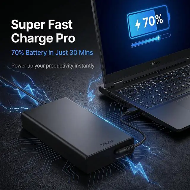 Alt view image 4 of 7 - New Slim 300W Laptop Charger Compatible with Lenovo Legion 7 7i 5i 5P