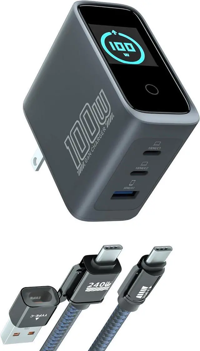 Main image of 100W USB C Charger Block, GaN, 3-Port, PD 3.0 Fast Charger