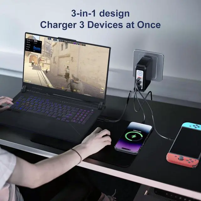 Alt view image 7 of 7 - 260W Laptop Charger (20V/13A) for ASUS ROG Zephyrus G16/G14, Portable GaN Foldable Charger for Gaming Laptops, PD 3.0 Fast Charger with 75-40mm Cable, Compatible with TUF Gaming A14/A16
