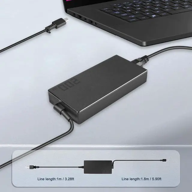 Alt view image 5 of 7 - 200W Charger for ASUS ROG Zephyrus G14 G16 TUF A14 ROG Flow Z13 PX13