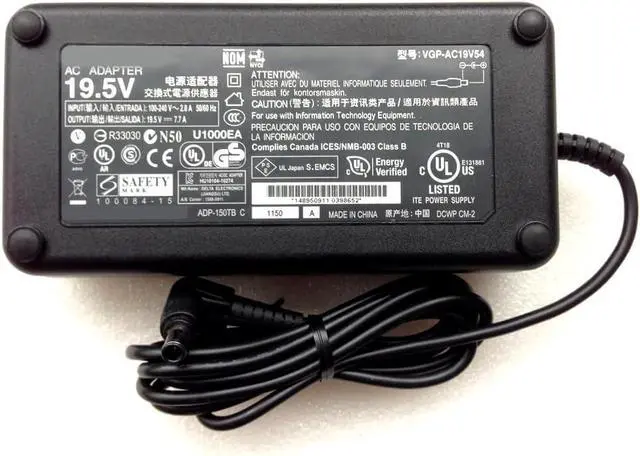 Main image of Genuine 19.5V 7.7A 150Watts VGP-AC19V54 AC Power Supply Adapter + AC Power Cord for Sony