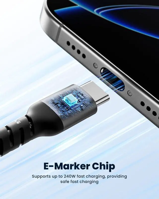 Alt view image 6 of 6 - Pixel 140 Fast GaN Charger& 240W Max USB C Cable Bundle