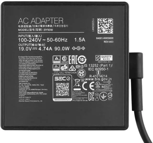 Alt view image 3 of 3 - 90W Charger Compatible with Asus Zenbook Pro 17 UM6702RA 14 UX480FD UX450FDA UX450FD 15 UX533F UX533FD Vivobook S 16 Flip TP3604VA TP3604 S 15 OLED K5504VN K5504VA K5504 S 14 OLED K5404VA K5404