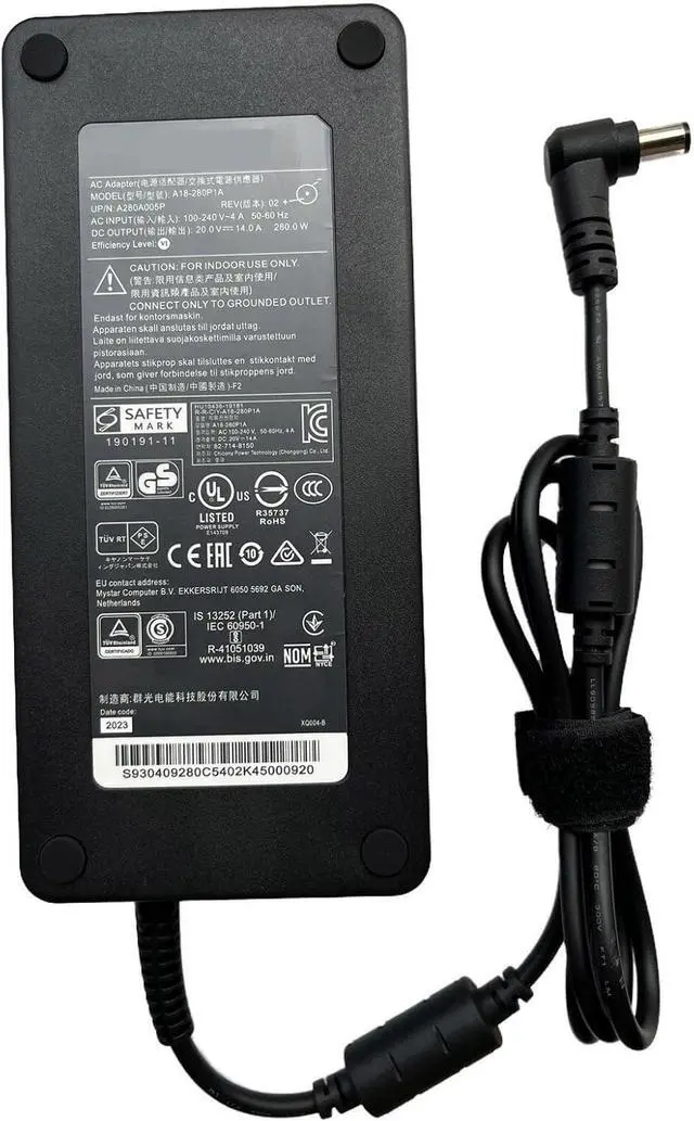 Main image of 20V 14A 280W AC Power Adapter A18-280P1A A280A013P 5.5 * 2.5MM Compatible for Gigabyte AORUS 15X ASF-B3UK754SH Gaming Laptop