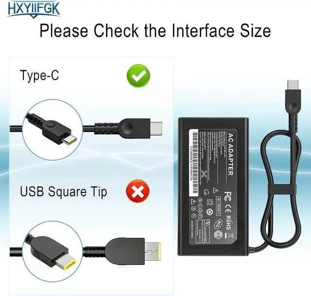 Alt view image 3 of 7 - 140W USB C Charger for Lenovo Legion Yoga IdeaPad ThinkPad ADL140YDC3A