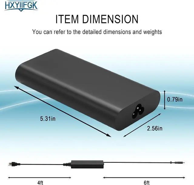 Alt view image 5 of 7 - 165W USB-C Replacement Laptop Charger Compatible with Dell Precision 5680