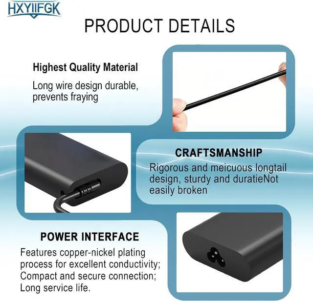 Alt view image 6 of 7 - 165W USB-C Replacement Laptop Charger Compatible with Dell Precision 5680
