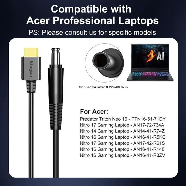 Alt view image 5 of 7 - 330W (20V/16.5A) GaN Laptop Charger for Acer Predator Helios 18, PD 3.0 Fast Charging Adapter with 5.5 * 1.7mm Cable Port,Compatible with Acer Predator Helios 16/Neo 16/Predator Triton 17 X/Nitro 17