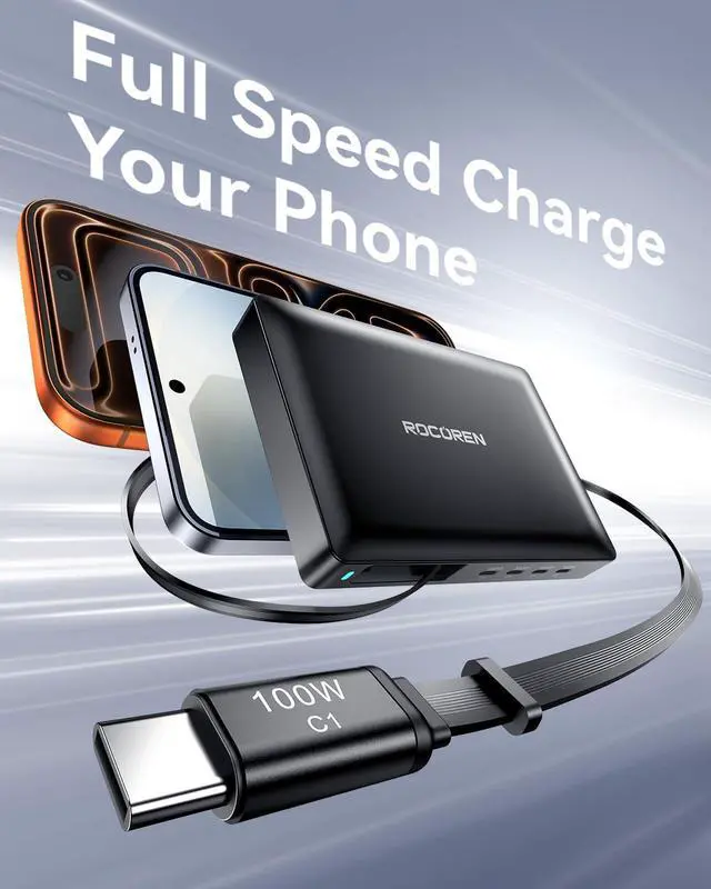 Alt view image 4 of 7 - Rocoren 560W 8Port UltraThin USBC Station with Retractable Cable