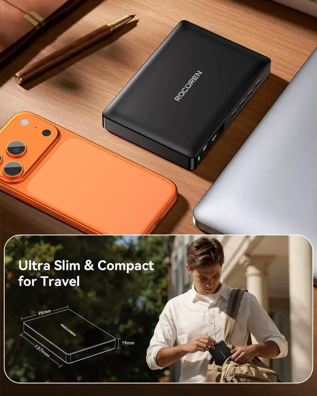 Alt view image 6 of 7 - Rocoren 560W 8Port UltraThin USBC Station with Retractable Cable