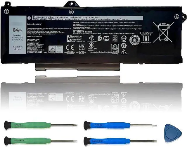 Main image of GRT01 Laptop Battery Replacement for Dell Latitude 5421 5431 5521 5531 Precision 3561 3470 3571 3581 3591 Mobile Workstation Alienware m17 R5 AMD Series 9JRV0 00P3TJ 0R05P0 05RGW 15.2V 64Wh 4000mAh