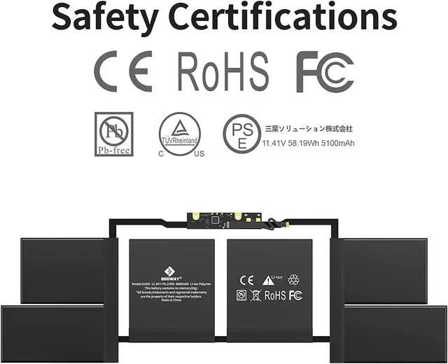 Alt view image 3 of 5 - E EGOWAY A1707 Laptop Battery Compatible with A1820 MacBook Pro 15 inch Battery A1707 Late 2016 Mid 2017 Touch Bar EMC3162 3072 Series MLH32LL/A MLH42LL/A MLW72LL/A Replacement Battery