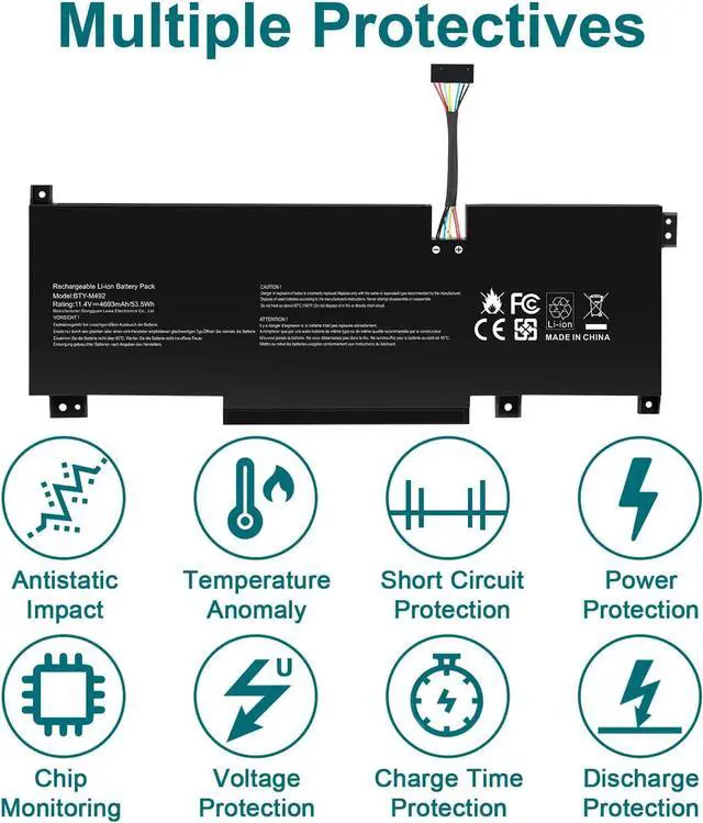 Alt view image 3 of 7 - Futurebatt BTY-M492 Battery Replacement for MSI WF66 WF76 11UI 11UJ Katana GF66 11UD 12UG 12UX GF76 11UE 12UD Crosshair 15 17 A11UCK A11UDK A11UEK Sword 15 A11U A11UD A11UE Pulse GL66 GL76 7506