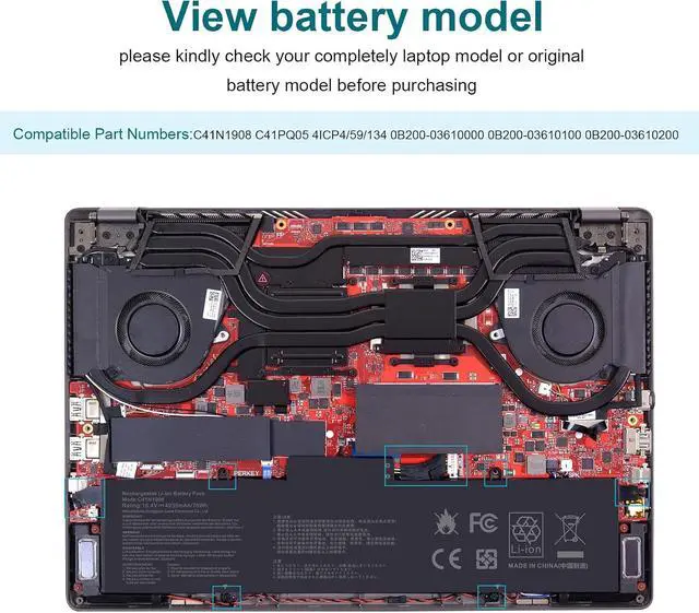 Alt view image 6 of 7 - TREE.NB C41N1908 Battery Replacement for Asus ROG Zephyrus G14 GA401II GA401IV GA401IH GA401IU GA401IV GA401IV-BR9N6 GA401Q GA401QH GA401QM 0B200-03610000