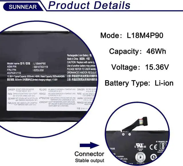 Alt view image 3 of 6 - L18M4P90 L18C4P90 Laptop Battery for Lenovo ThinkPad L13 Yoga Series
