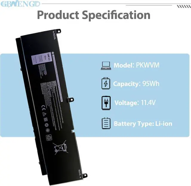 Alt view image 3 of 7 - PKWVM Laptop Battery Replacement for Dell Precision 7550 7560 7750 7760 P44E P93F P44E001 P44E002 P93F001 P93F002 Series C903V CR72X 68ND3 0447VR 453-BBCQ 6-Cells