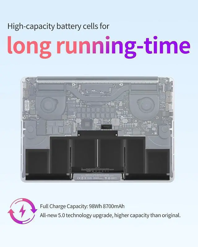 Alt view image 5 of 6 - ASMARK Replacement Battery for MacBook Pro A1398, Retina 15-Inch, 2012-2013