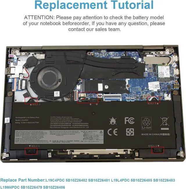 Alt view image 5 of 7 - L19L4PDC Battery Replacement for Lenovo Ideapad Yoga 7-14ITL5 82BH 7-15ITL5 82BJ Yoga 7i (15 inch) 2 in 1 Series, 5B10Z26482 SB10Z26481 5B10Z26485 SB10Z26483 5B10Z26479 SB10Z26486 L19C4PDC L19M4PDC