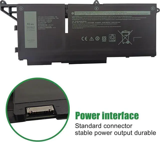 Alt view image 3 of 6 - 293F1 CPX-51R71 41Wh Laptop Battery Replacement for Dell Latitude 5330 5430 5530 7330 7430 7530 Precision 3570 Series Notebook 051R71 51R71 Black 11.25V 3467mAh