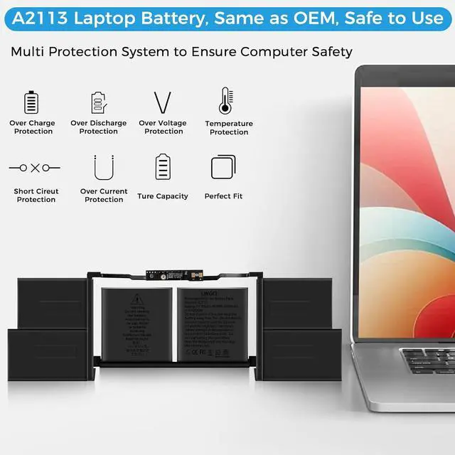 Alt view image 4 of 7 - A2113 Battery,A2141 Battery Replacement for MacBook Pro 16 Inch A2141 Retina Series (Year 2019 2020) EMC 3347(Upgraded High Performance 8790mAh 11.36V 98.8Wh)