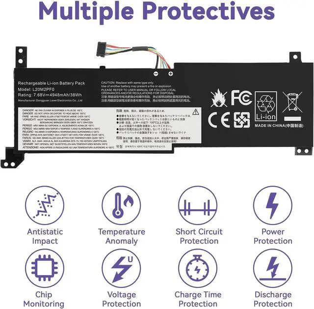 Alt view image 3 of 7 - L20C2PF0 L20M2PF0 Laptop Battery Replacement for Lenovo IdeaPad 3-14ADA6 3-14ALC6 3-14ITL6 3-14ABA7 3-15ADA6 3-15ITL6 3-15ALC6 3-17ALC6 3-17ITL6 V14 V15 V17 G2-ALC G3-ABA Series L20L2PF0 38Wh