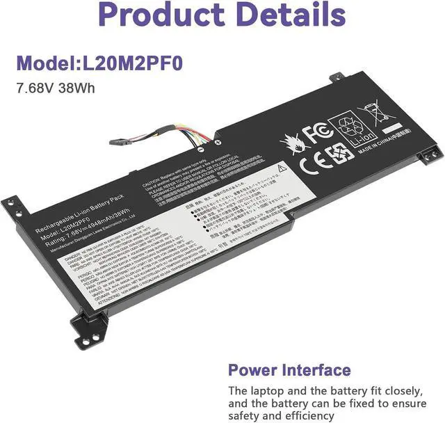 Alt view image 2 of 7 - L20C2PF0 L20M2PF0 Laptop Battery Replacement for Lenovo IdeaPad 3-14ADA6 3-14ALC6 3-14ITL6 3-14ABA7 3-15ADA6 3-15ITL6 3-15ALC6 3-17ALC6 3-17ITL6 V14 V15 V17 G2-ALC G3-ABA Series L20L2PF0 38Wh