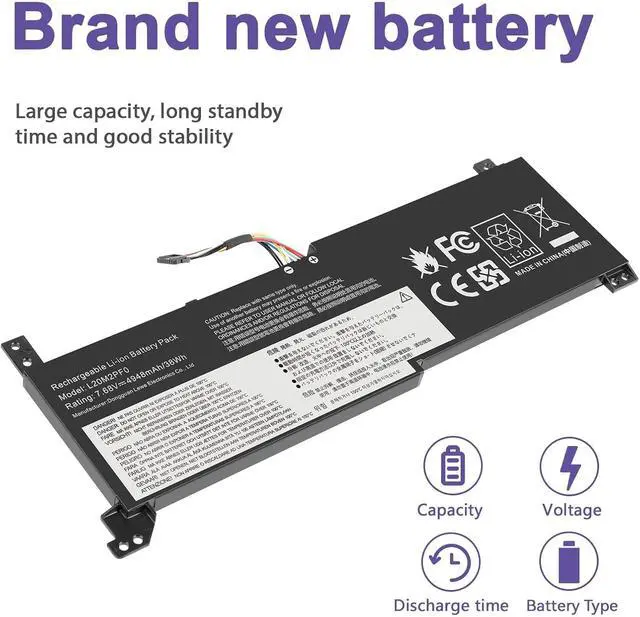 Alt view image 5 of 7 - L20C2PF0 L20M2PF0 Laptop Battery Replacement for Lenovo IdeaPad 3-14ADA6 3-14ALC6 3-14ITL6 3-14ABA7 3-15ADA6 3-15ITL6 3-15ALC6 3-17ALC6 3-17ITL6 V14 V15 V17 G2-ALC G3-ABA Series L20L2PF0 38Wh