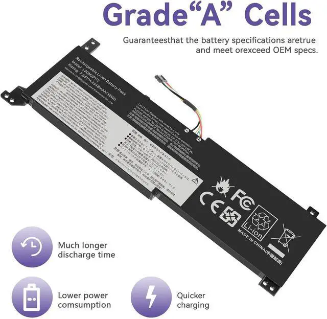 Alt view image 6 of 7 - L20C2PF0 L20M2PF0 Laptop Battery Replacement for Lenovo IdeaPad 3-14ADA6 3-14ALC6 3-14ITL6 3-14ABA7 3-15ADA6 3-15ITL6 3-15ALC6 3-17ALC6 3-17ITL6 V14 V15 V17 G2-ALC G3-ABA Series L20L2PF0 38Wh
