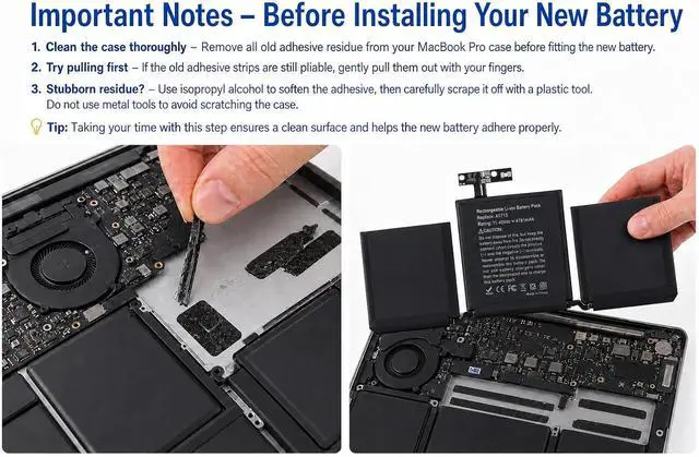 Alt view image 6 of 7 - A2159 A1708 Battery Replacement for MacBook Pro 13 inch A1708 (Late 2016, Mid 2017) A2159(2019) A2289(2020) A2338(2020,2022) A1713 A2171 Battery