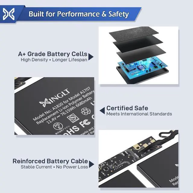 Alt view image 6 of 7 - A1707 Replacement Battery for MacBook Pro,A1820 Laptop Battery