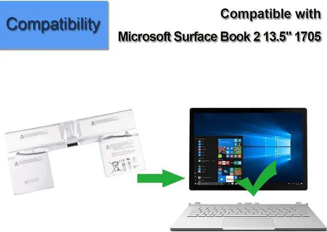 Alt view image 3 of 3 - Replacement Battery G3HTA023H G3HTA024H Compatible with Microsoft Surface Book 1 1703 1704 1705 Keyboard Battery