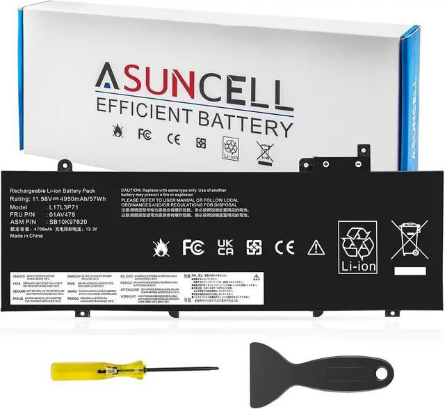 Main image of ASUNCELL L17L3P71 L17M3P72 Laptop Battery for Lenovo ThinkPad T480S Series Notebook 01AV478 01AV480 01AV479 SB10K97621 SB10K97622 SB10K97620 11.58V/57Wh