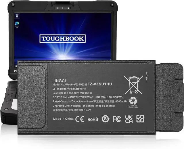 Main image of FZ-55 Battery, FZ-VZSU1HU Battery Replacement for Panasonic Toughbook 55 FZ-55 Mk1 FZ-VZSU1 10.8V 68Wh 6300mAh Li-Polymer (Not Suitable for CF-54)