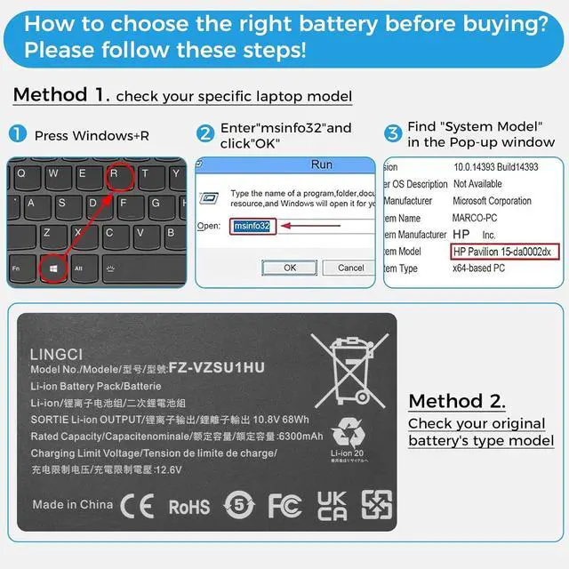 Alt view image 6 of 7 - FZ-55 Battery, FZ-VZSU1HU Battery Replacement for Panasonic Toughbook 55 FZ-55 Mk1 FZ-VZSU1 10.8V 68Wh 6300mAh Li-Polymer (Not Suitable for CF-54)