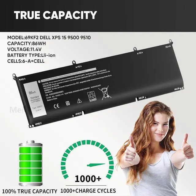 Alt view image 2 of 7 - New 86Wh 69KF2 Battery Replacement for Dell G7 15 7500 G15 5510 5511 5515 5520 5521 XPS 15 9500 9510 9520 Precision 5550 5560 5570 Alienware M15 R3 R4 M17 R3 R4 Inspiron 7510 7610 7620 P87F P91F P45E
