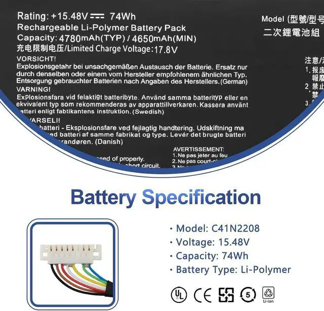 Alt view image 2 of 7 - ANTIEE C41N2208 Battery Compatible with ASUS ROG Ally RC71L