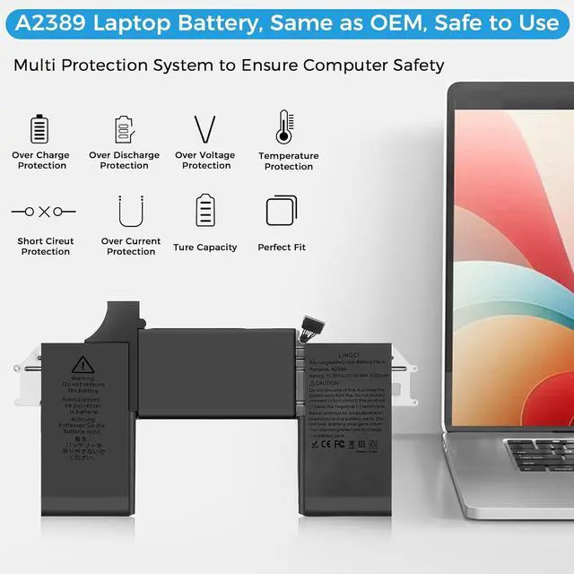 Alt view image 4 of 7 - A2337 Battery,A2389 Battery Replacement for MacBook Air 13 Inch A2337 M1 2020 EMC 3598 (Upgraded High Performance 11.39V 49.9Wh 4380mAh)
