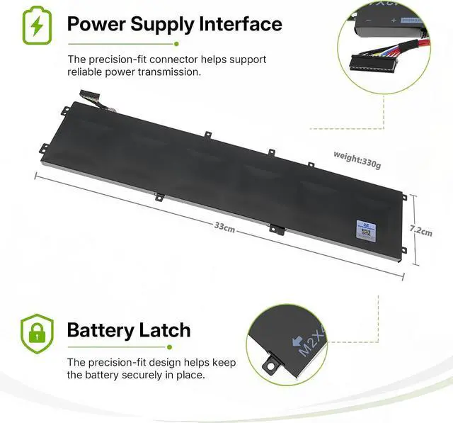 Alt view image 4 of 6 - Tanch 6GTPY Laptop Battery for Dell XPS 15 7590 9550 9560 9570 Series
