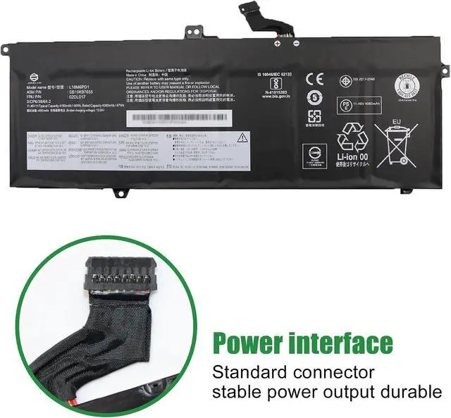 Alt view image 3 of 6 - 02DL017 L18M6PD1 SB10K97655 Laptop Battery Replacement for Lenovo ThinkPad X390 X395 X13 1st Gen 2020 Series 02DL018 L18M6PD2 SB10K97656 02DL019 L18C6PD1 02DL020 L18D6PD1 11.46V 48Wh