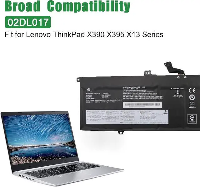 Alt view image 5 of 6 - 02DL017 L18M6PD1 SB10K97655 Laptop Battery Replacement for Lenovo ThinkPad X390 X395 X13 1st Gen 2020 Series 02DL018 L18M6PD2 SB10K97656 02DL019 L18C6PD1 02DL020 L18D6PD1 11.46V 48Wh