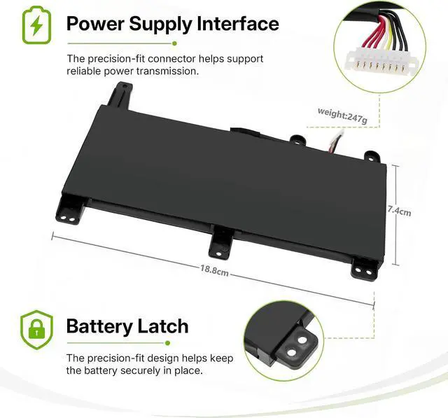 Alt view image 5 of 7 - Tanch C41N1731 C41N1731-2 Laptop Battery for Asus ROG Strix 15 17 G15 G17