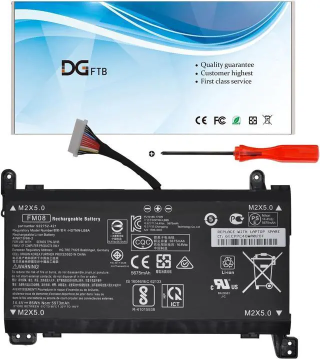 Main image of FM08 16-Pin Laptop Battery Compatible for HP Omen 17-AN013TX AN014TX AN014NG AN012DX 922752-421 922753-421 922976-855 922977-855 HSTNN-LB8A HSTNN-LB8B TPN-Q195 HQ-TRE(14.4V 86Wh/5973mAh)