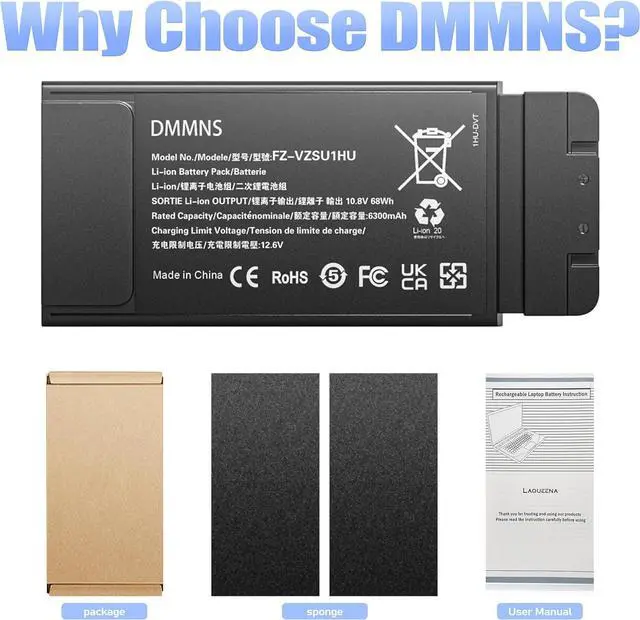 Alt view image 6 of 7 - FZ-VZSU1HU Laptop Battery for Panasonic Toughbook FZ-55